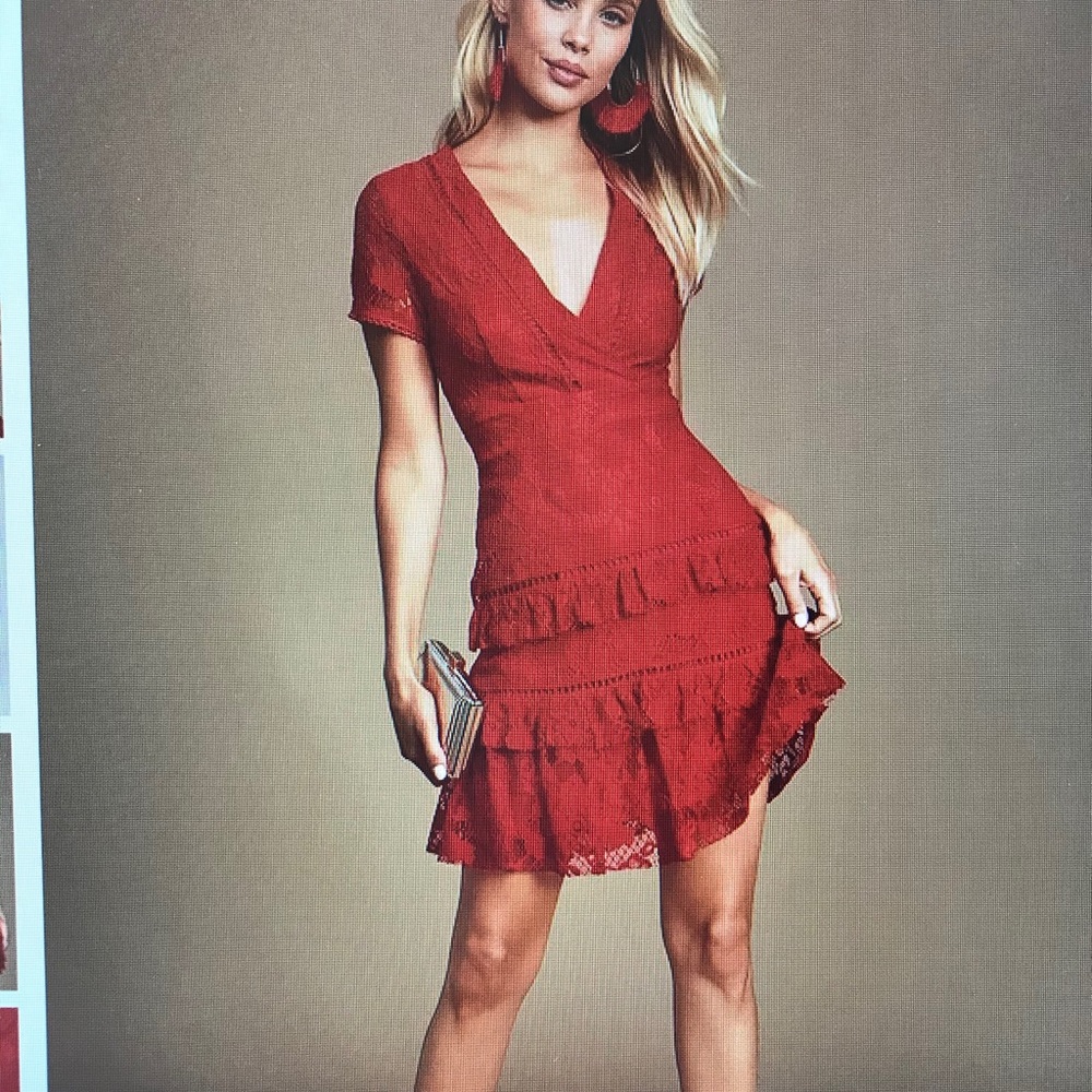 Lulu's Red Lace Mini Dress